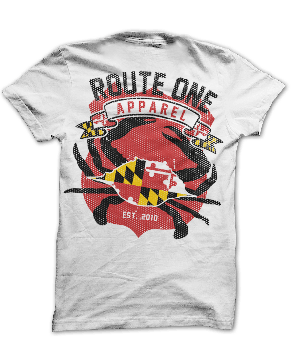 Route One Apparel Classic Flag & Crab (White) / Shirt - Route One Apparel