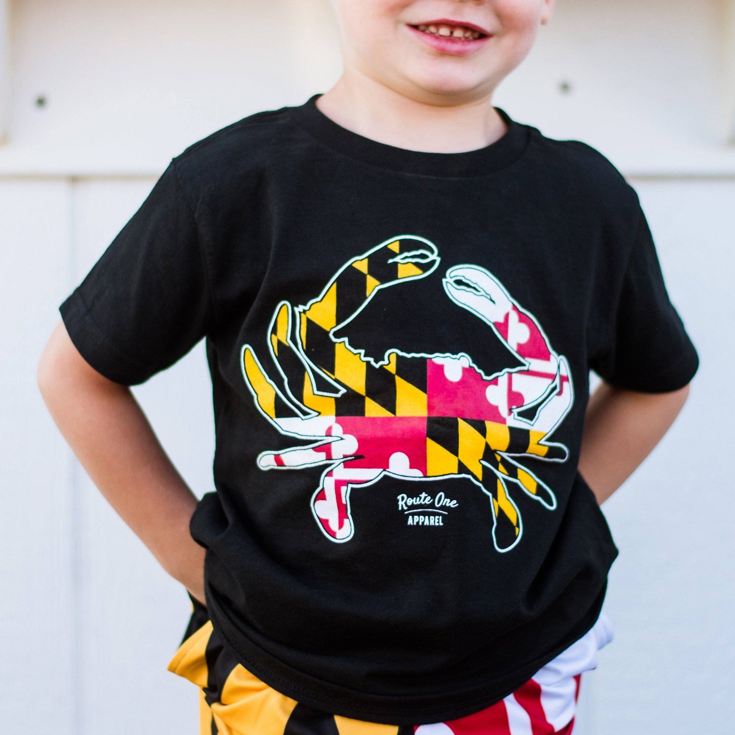 Maryland Full Flag Crab (Black) / *Toddler* Shirt - Route One Apparel