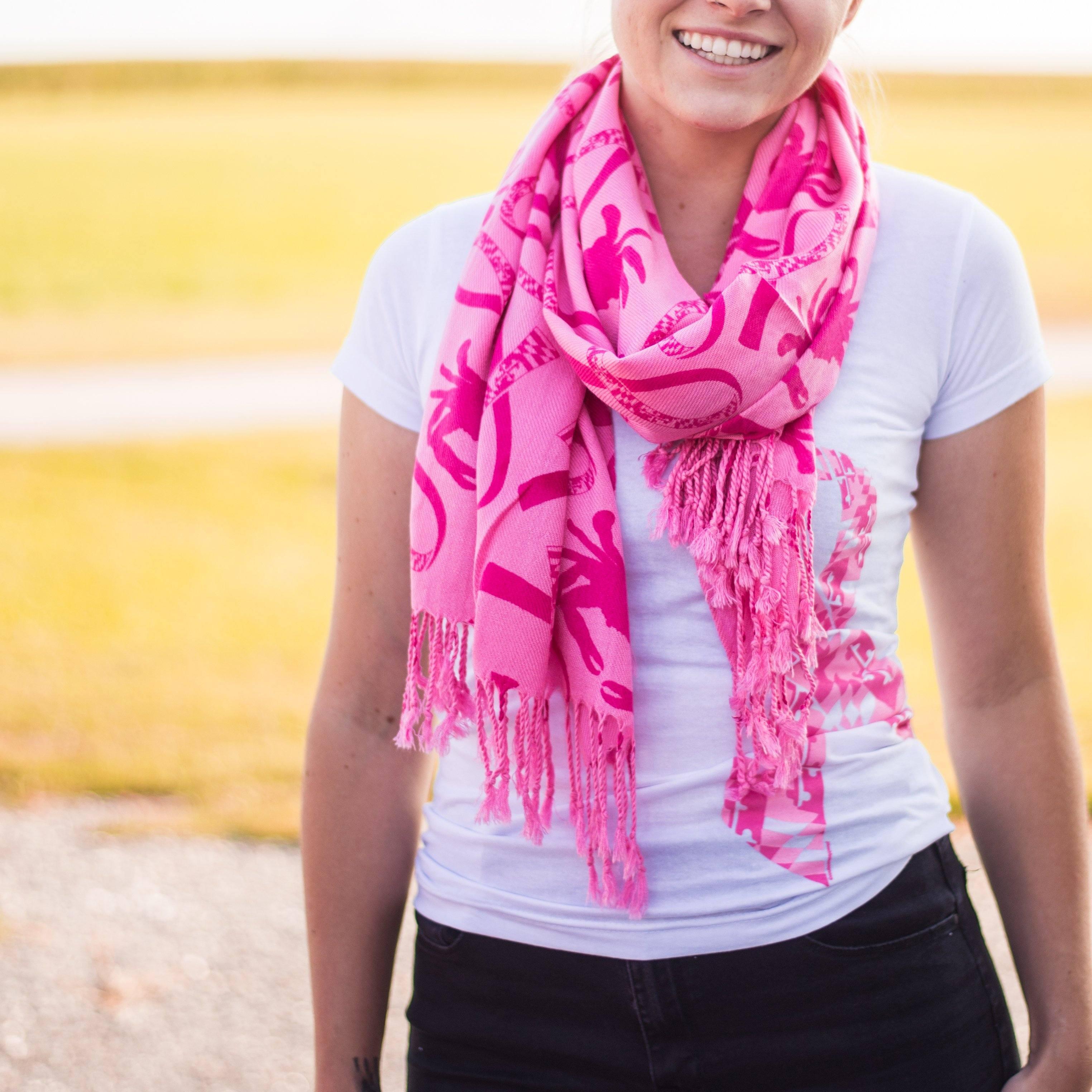 Crab and Maryland Flag Ribbon (Pink) / Scarf - Route One Apparel