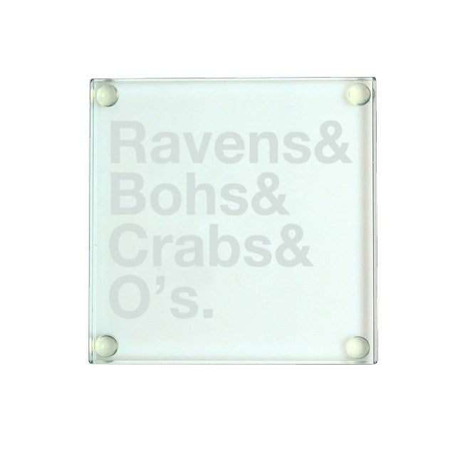 Ravens & Bohs & Crabs & O's / Glass Coaster - Route One Apparel