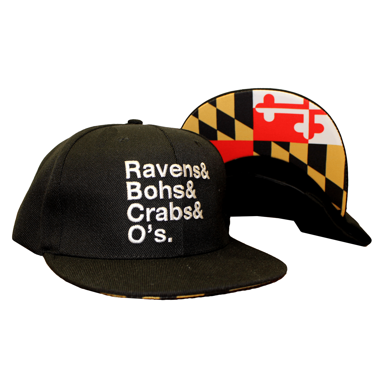Ravens & Bohs & Crabs & O's Black / Snapback Hat - Route One Apparel