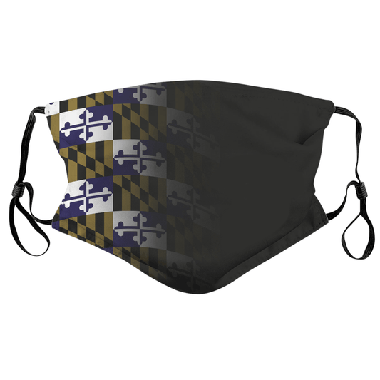 Fading Purple & Gold Maryland Flag (Black) / Face Mask - Route One Apparel