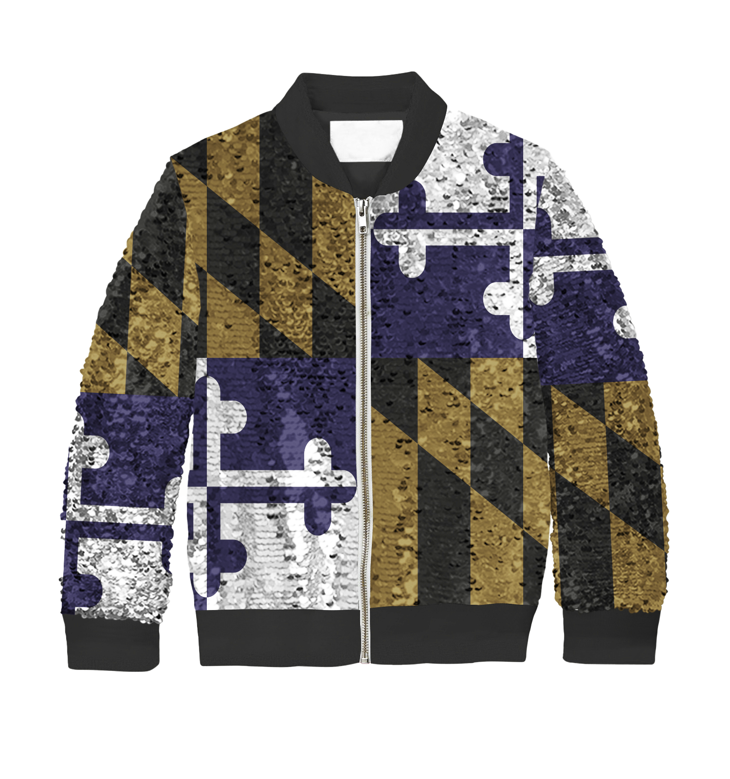 Purple & Gold Maryland Flag / Sequin Jacket (Estimated Ship Date: 9/17) - Route One Apparel