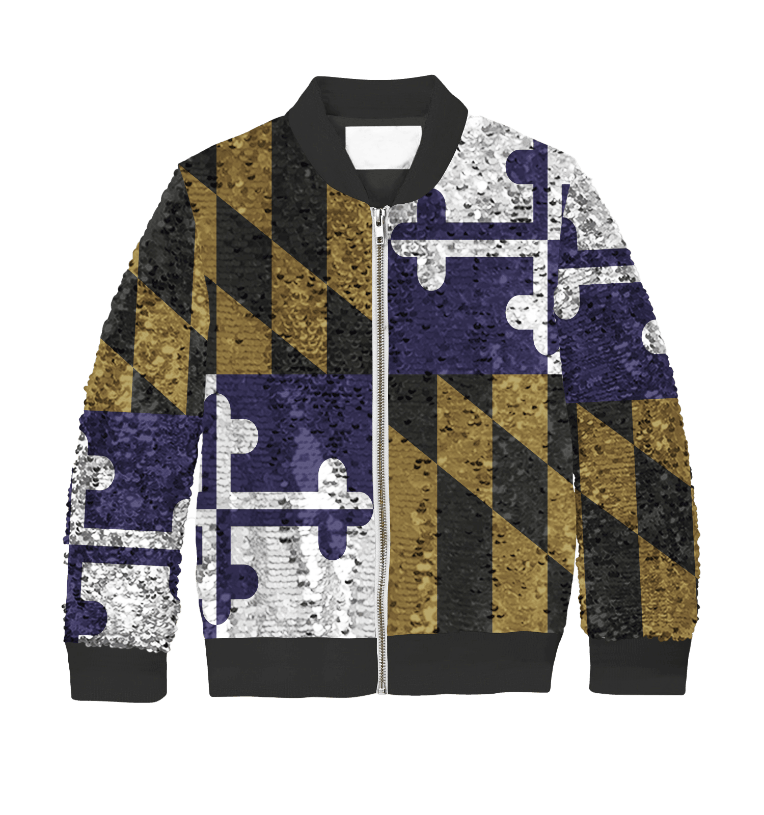 Purple & Gold Maryland Flag / Sequin Jacket (Estimated Ship Date: 9/17) - Route One Apparel