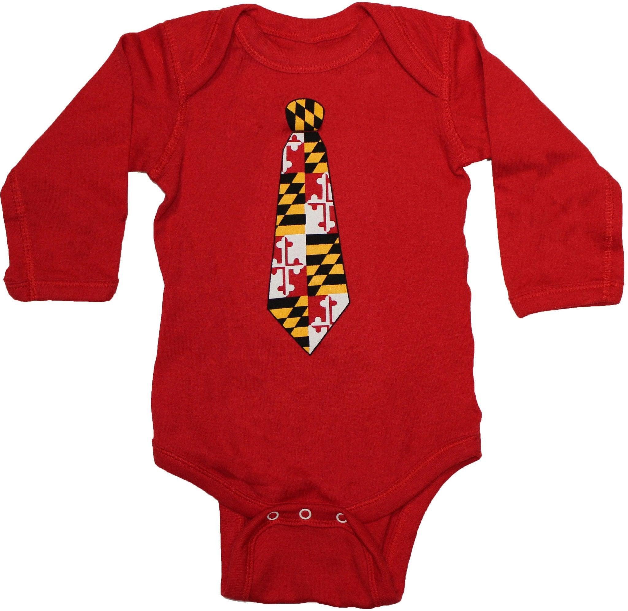 Maryland Tie Long Sleeve (Red) / Baby Onesie - Route One Apparel