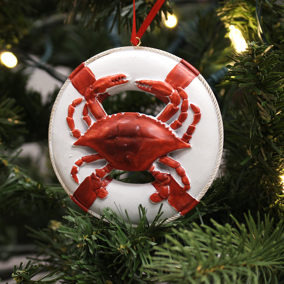 Red Crab on Life Preserver / Ornament - Route One Apparel