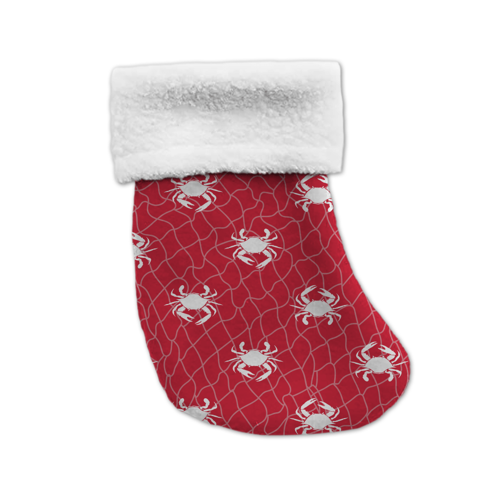 Crab with Net (Red) / Mini Christmas Stocking - Route One Apparel