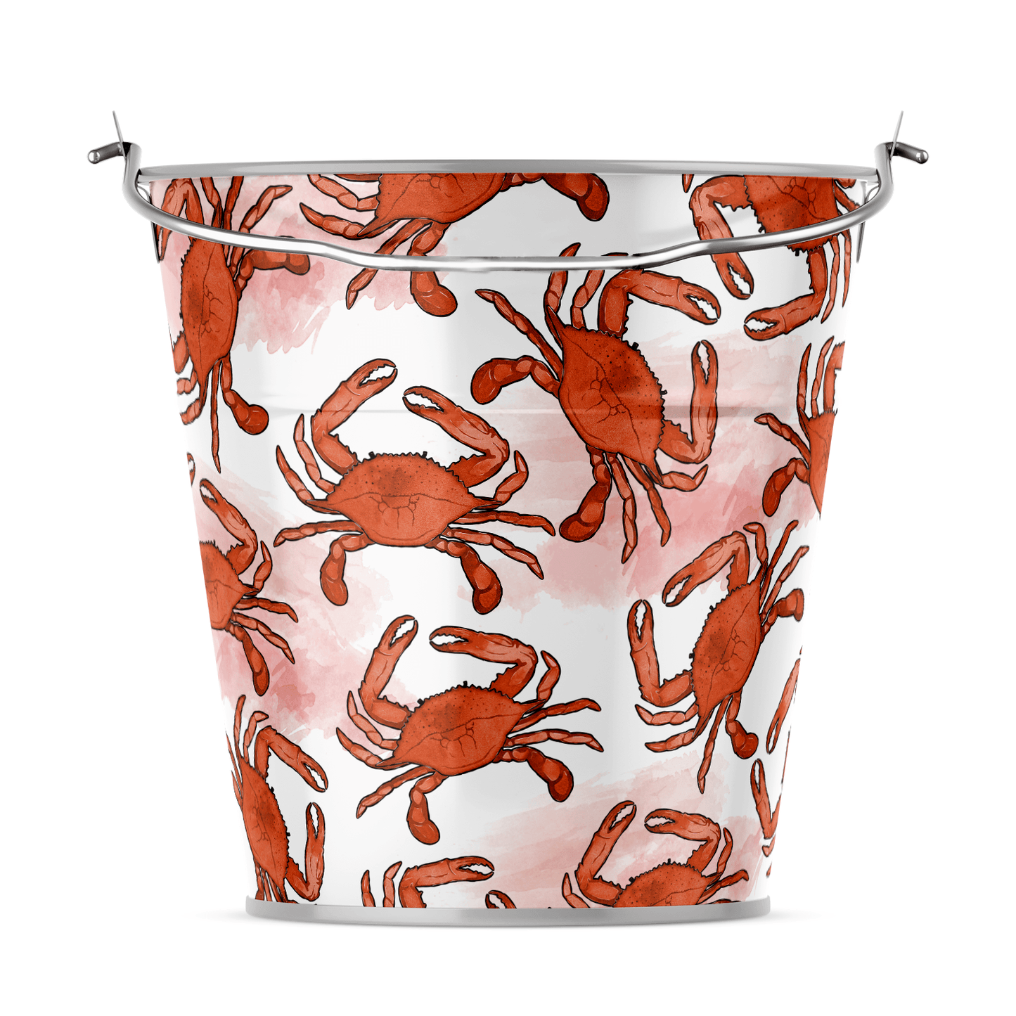 *PRE-ORDER* Watercolor Red Crab Pattern (White) / Metal Bucket (Estimated Ship Date: 5/25) - Route One Apparel