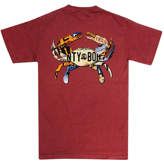 Natty Boh License Plate Crab (Crimson) / Shirt - Route One Apparel