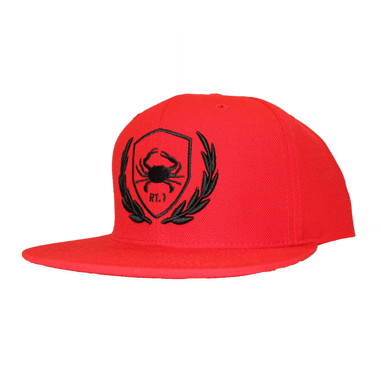 Rt. 1 Crest (Red) / Canvas Snapback Hat - Route One Apparel