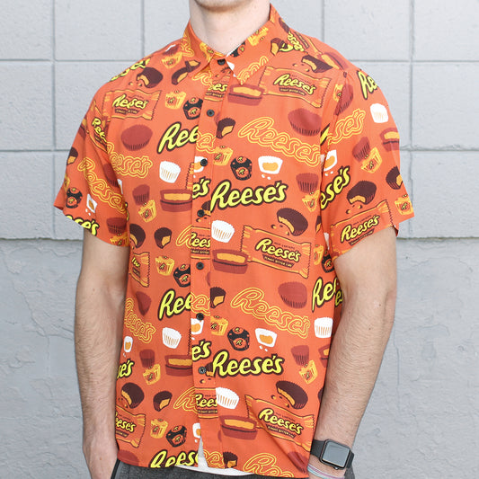 REESE'S Peanut Butter Cup Multi-Candy Pattern (Orange) / Hawaiian Shirt - Route One Apparel