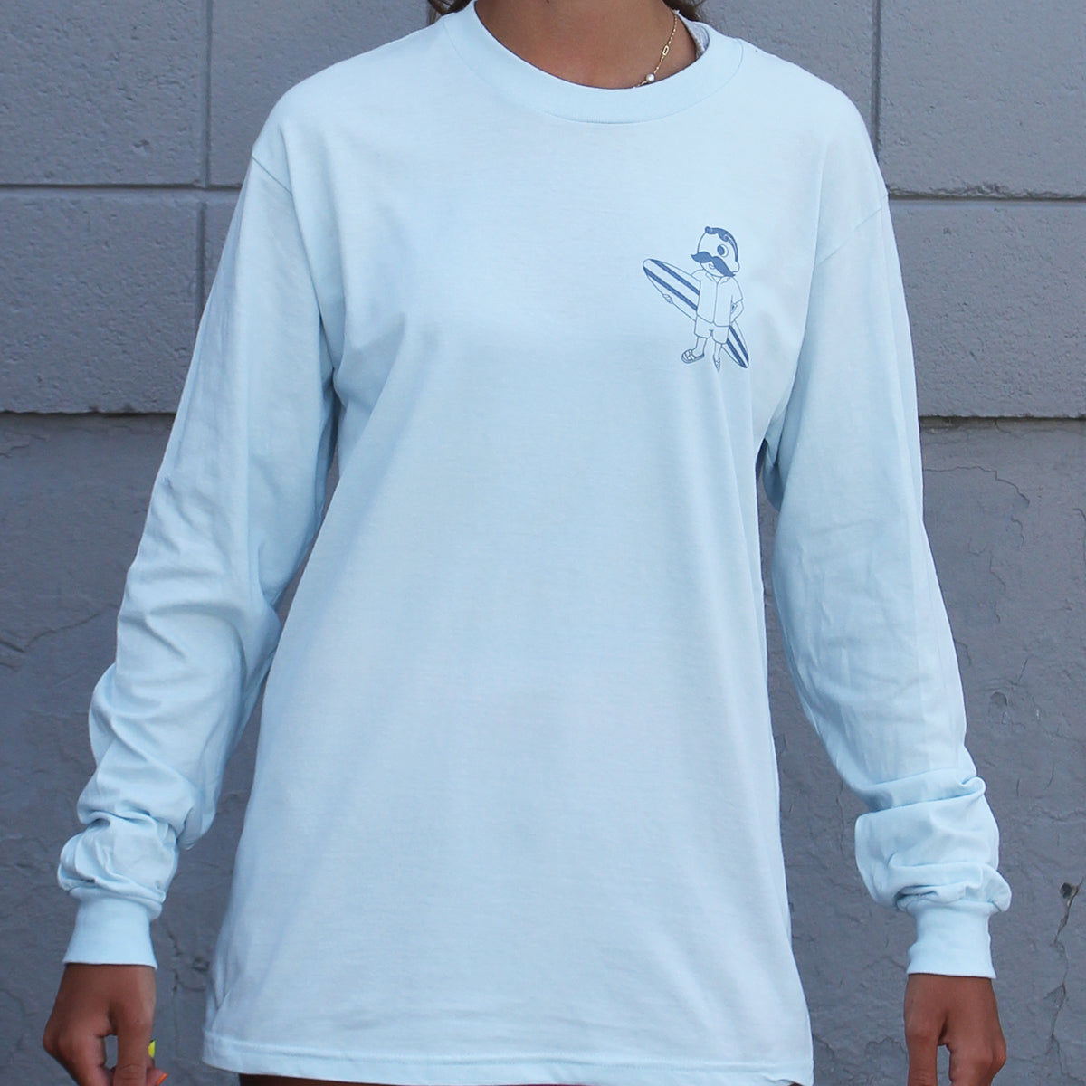 Retro Boh Wave Surfing (Chambray) / Long Sleeve Shirt - Route One Apparel