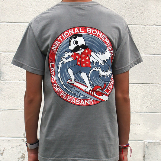 Retro Boh Wave Surfing (Grey) / Shirt - Route One Apparel