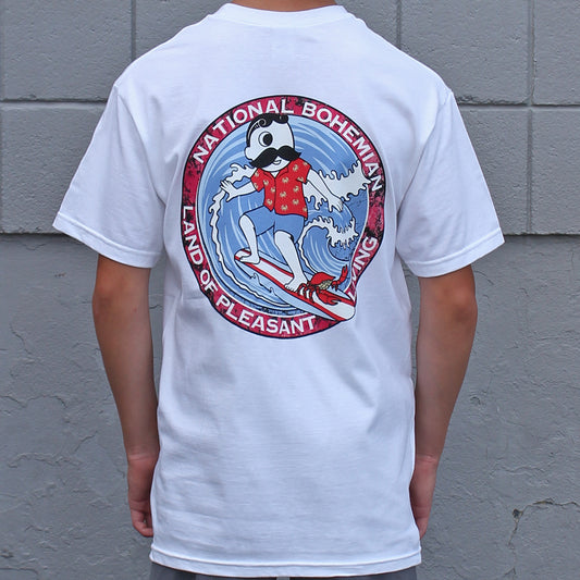 Retro Boh Wave Surfing (White) / Shirt - Route One Apparel