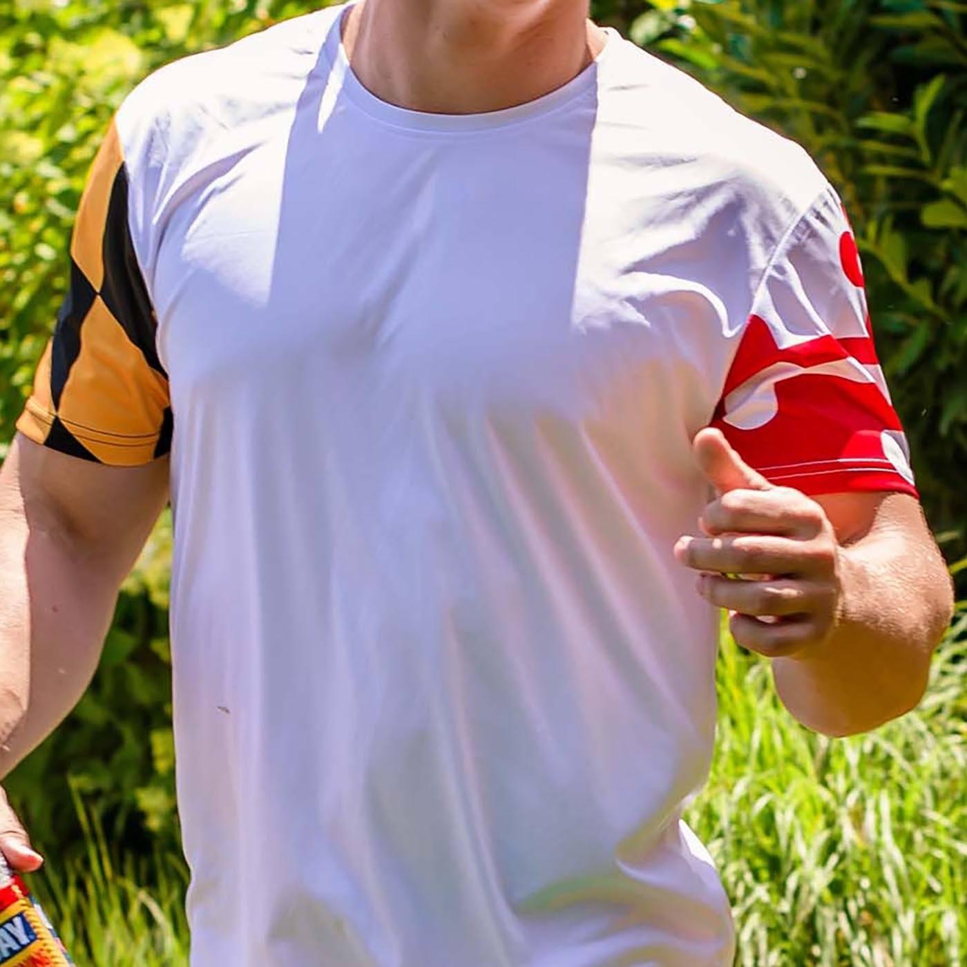 Performance Maryland Flag Sleeves Sport (White) / Shirt - Route One Apparel