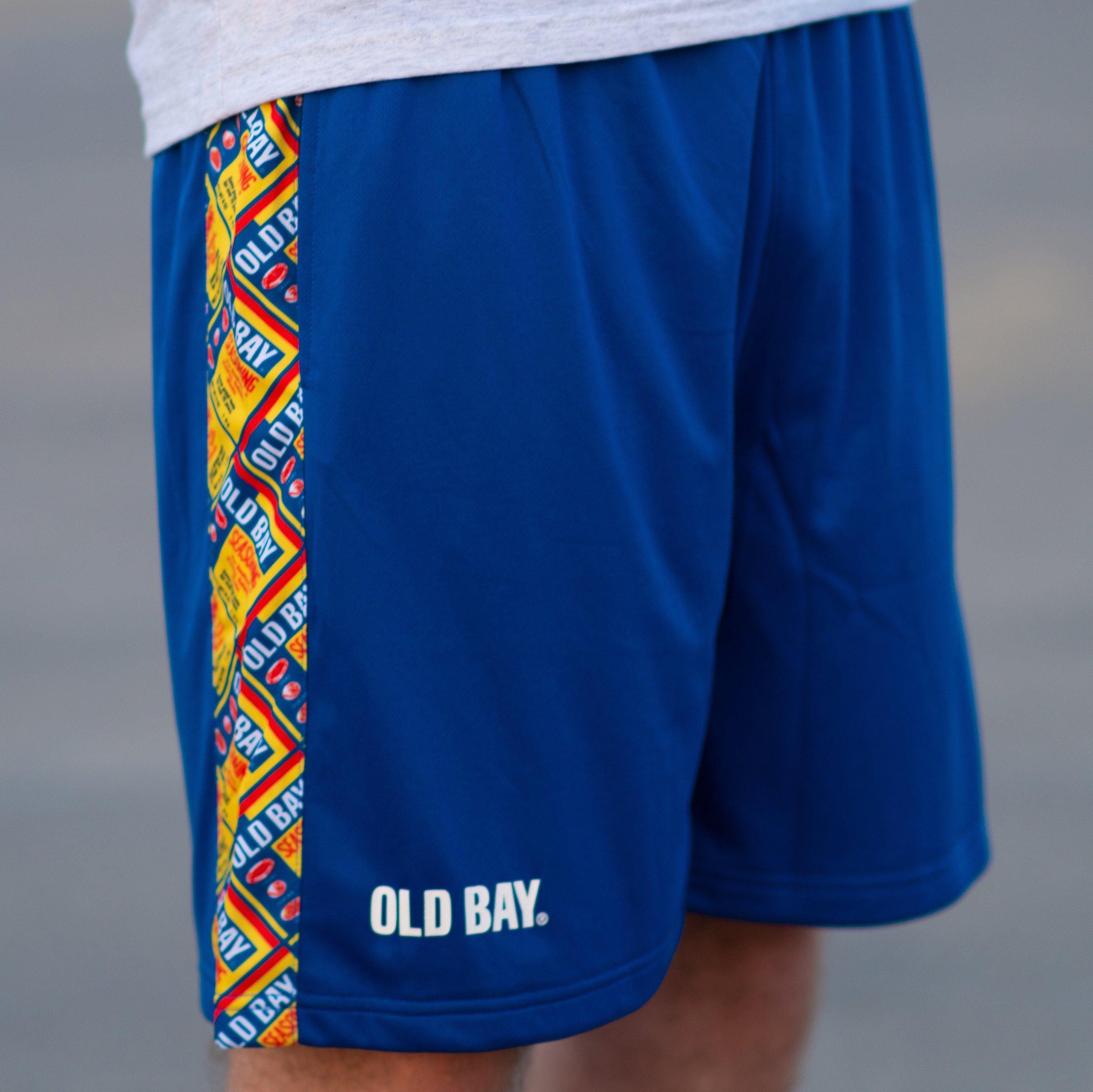 Flat Old Bay Can Pattern Sides (Royal) / Running Shorts (Men) - Route One Apparel