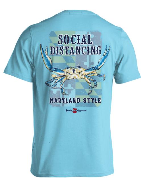Social Distancing Maryland Style (Light Blue) / Shirt - Route One Apparel