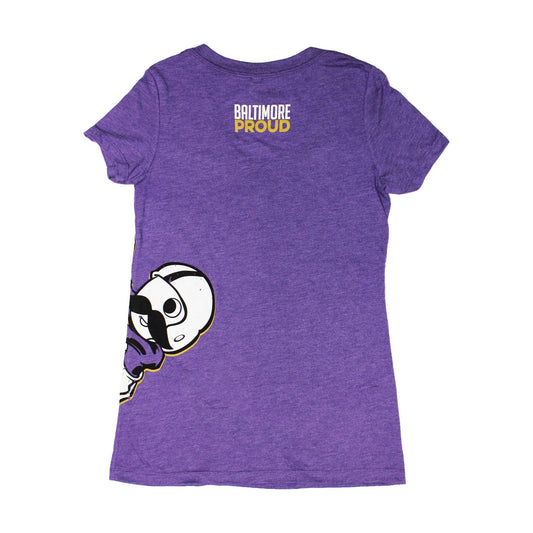 Baltimore Proud Boh Football (Purple) / Ladies V-Neck Shirt - Route One Apparel