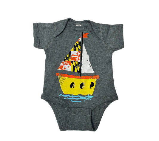 Maryland Sail Boat (Ice Blue) / Baby Onesie - Route One Apparel