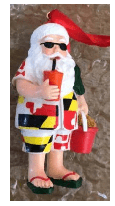 Maryland Santa on Vacation / 3-D Ornament - Route One Apparel