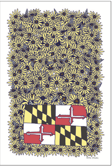 Maryland Flag and Black Eyed Susan / Kitchen Towel - Route One Apparel