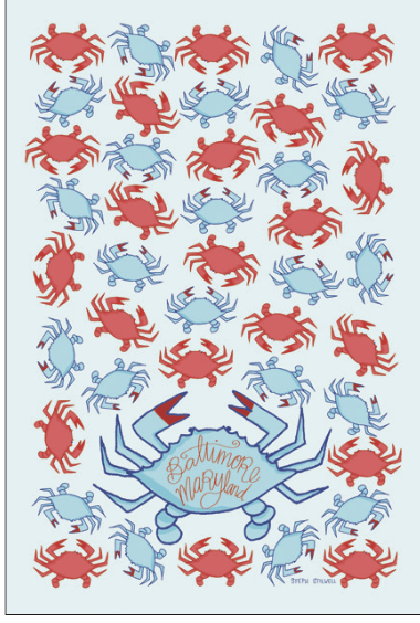 Baltimore Blue Crab (Blue) / Kitchen Towel - Route One Apparel