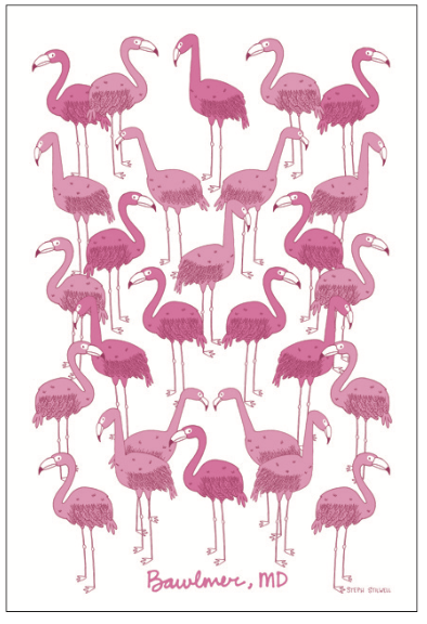 Bawlmore Pink Flamingo (White) / Kitchen Towel - Route One Apparel