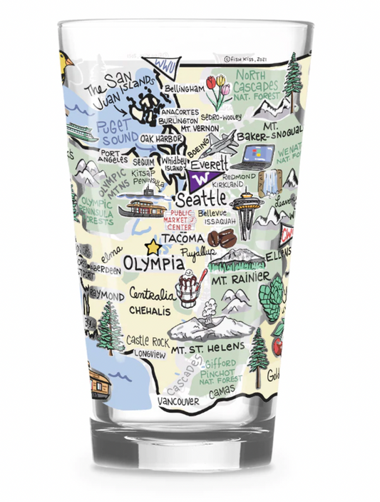Washington State Map / Pint Glass - Route One Apparel