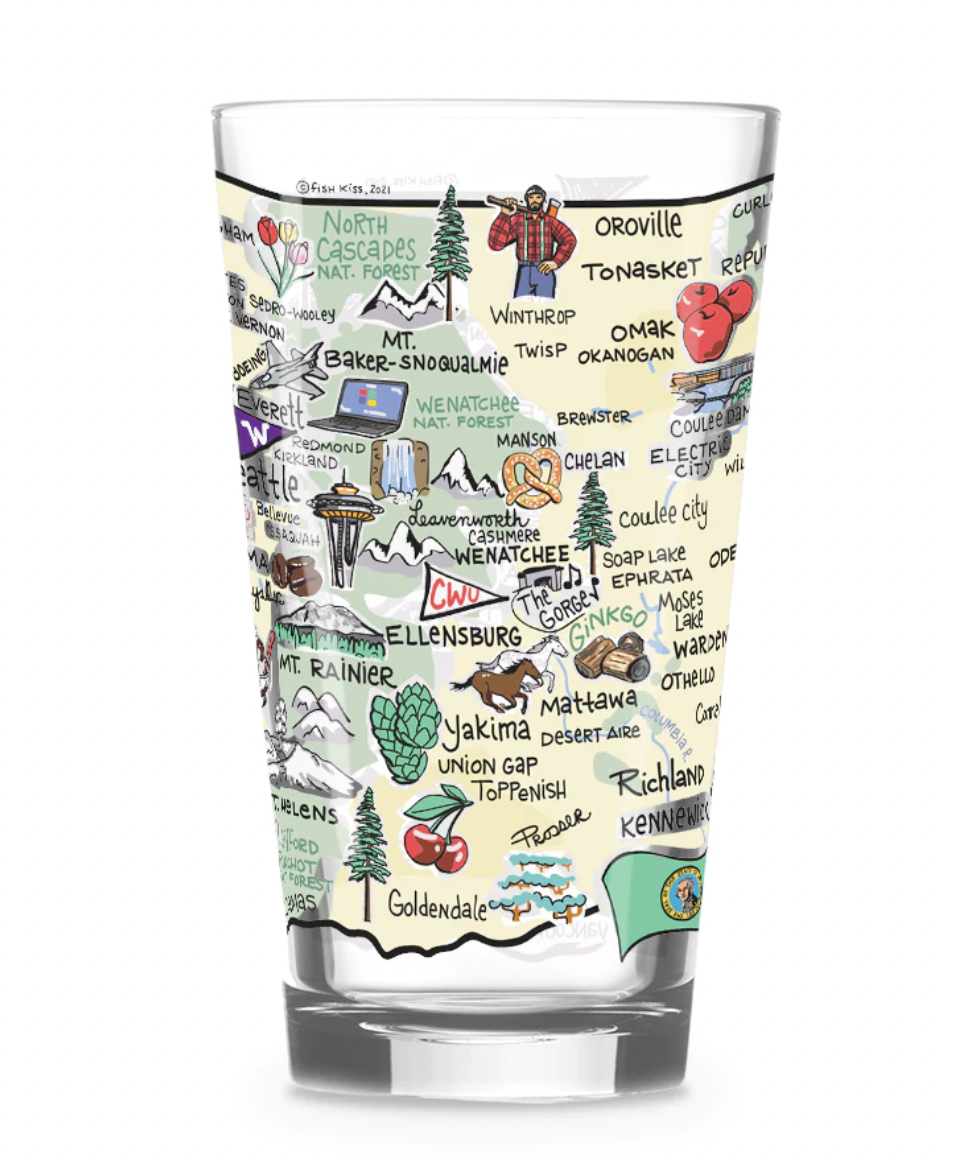 Washington State Map / Pint Glass - Route One Apparel