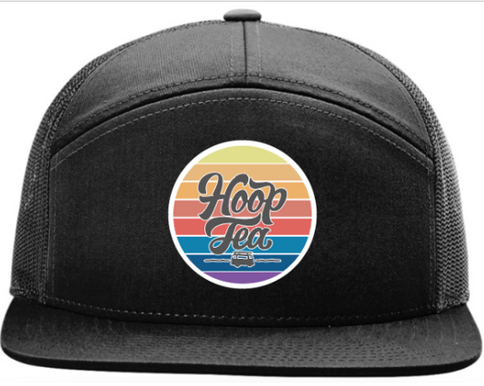 *COMING SOON* Hoop Tea - Sunset Patch (Black) / 7 Panel Trucker - Route One Apparel