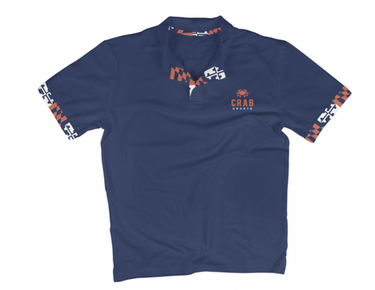 Crab Sports Flag Sleeve (Blue) / Polo - Route One Apparel