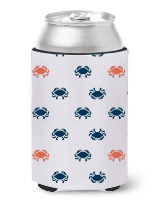 *COMING SOON* Crab Sports Crab Pattern (White) / Can Cooler - Route One Apparel