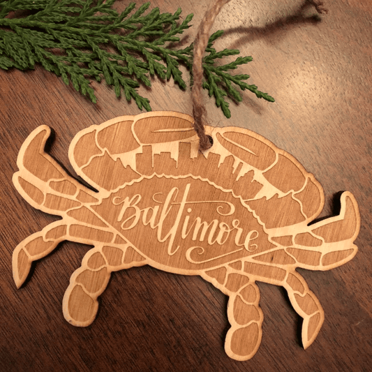 Baltimore Skyline Crab / Wooden Ornament - Route One Apparel