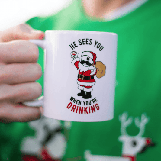 He Sees You When You're Drinking (White) / Mug - Route One Apparel