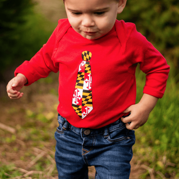 Maryland Tie Long Sleeve (Red) / Baby Onesie - Route One Apparel