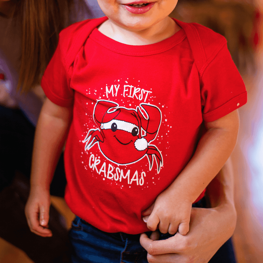 My First Crabsmas (Red) / Baby Onesie - Route One Apparel