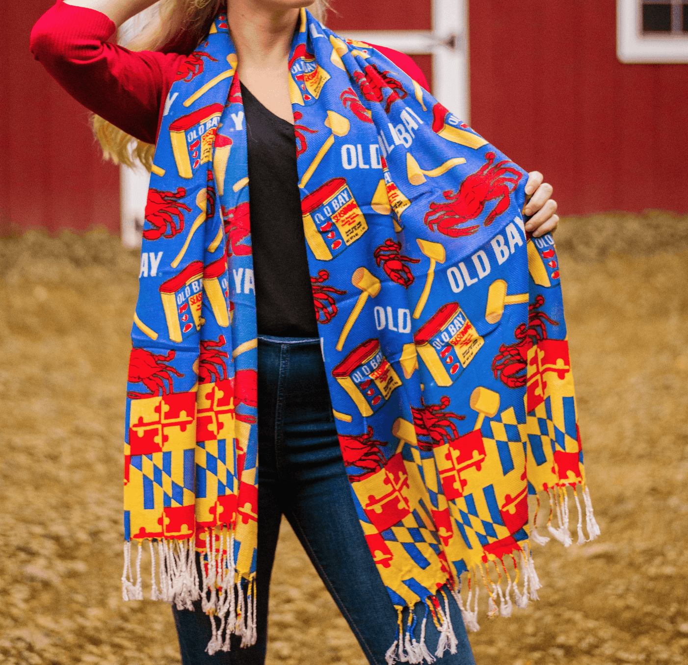 Crab, Mallet & Old Bay (Royal) / Scarf - Route One Apparel