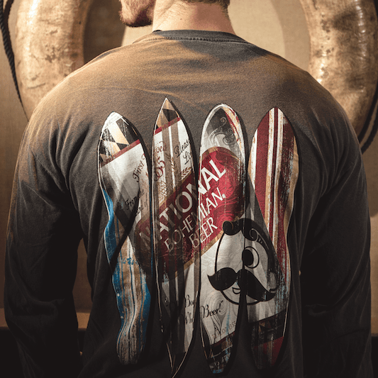Natty Boh Can Surfboards (Pepper) / Long Sleeve Shirt - Route One Apparel