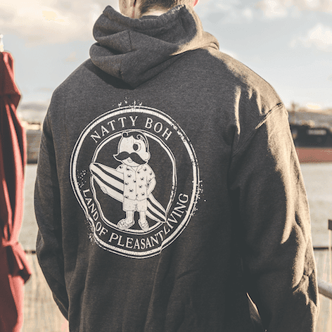 Natty Boh Surfer Dude Land of Pleasant Living (Dark Heather) / Hoodie - Route One Apparel