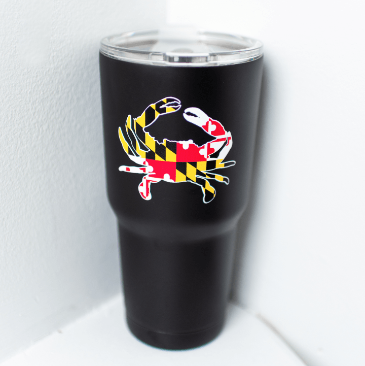 Maryland Full Flag Crab (Black) / Large Tumbler - Route One Apparel