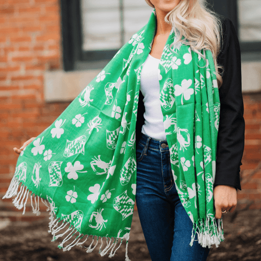 Irish Shamrock, Crab, and Maryland Flag (Green) / Scarf - Route One Apparel