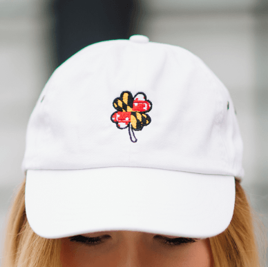 Maryland Flag 4-Leaf Clover (White) / Baseball Hat - Route One Apparel