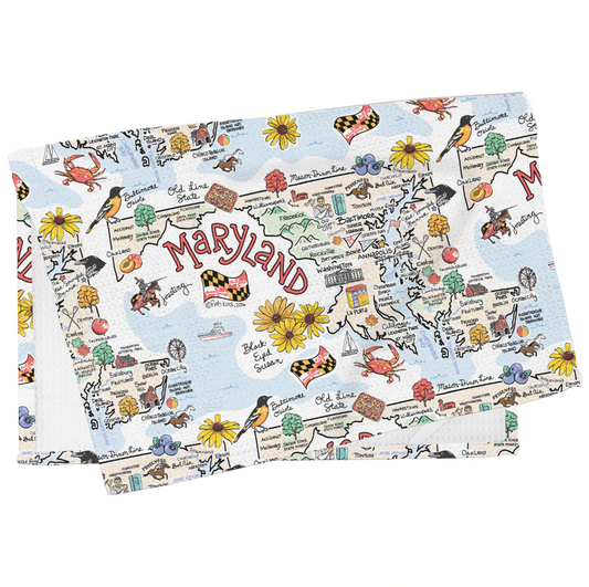 Maryland Map / Kitchen Tea Towel - Route One Apparel