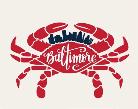 Baltimore Skyline Crab (8"X10") / Art Print - Route One Apparel
