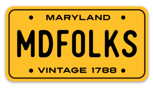 Maryland Folk License Plate / Sticker - Route One Apparel