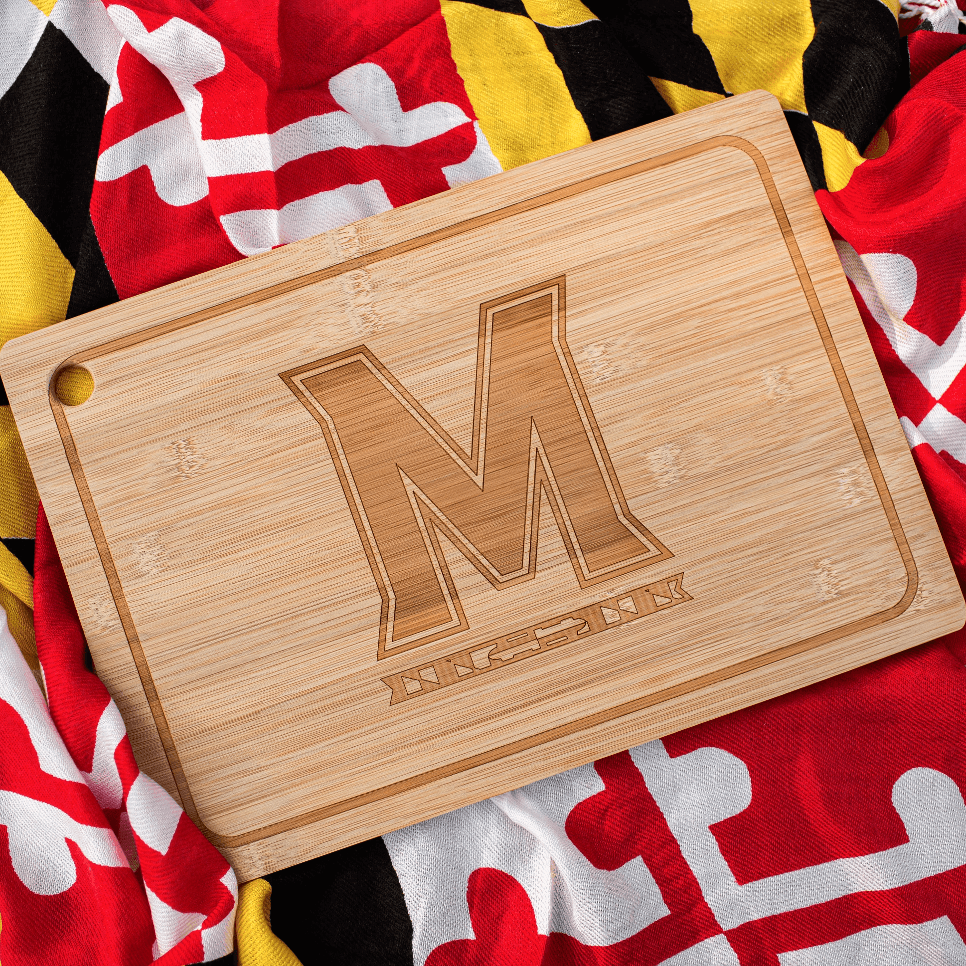 UMD "M" Logo / Bamboo Cutting Board - Route One Apparel