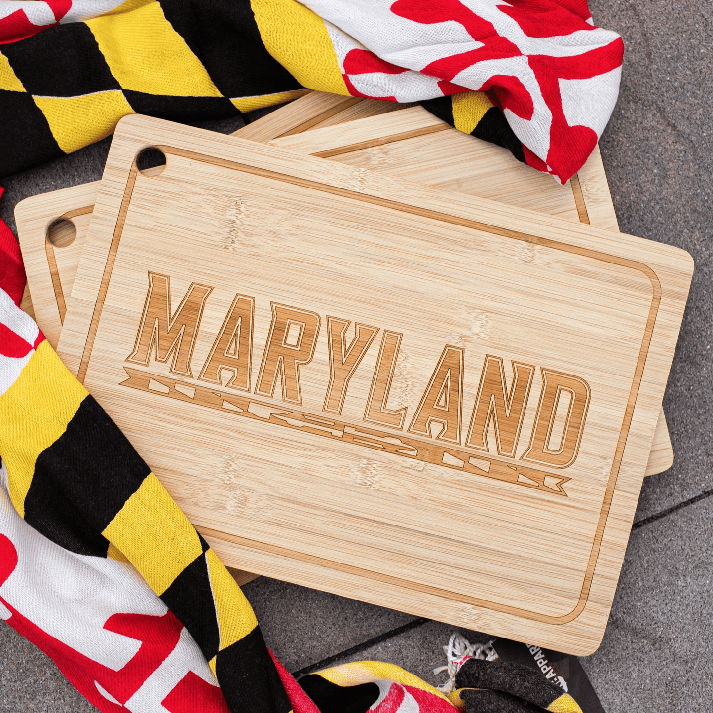 UMD Athletic Logo / Bamboo Cutting Board - Route One Apparel