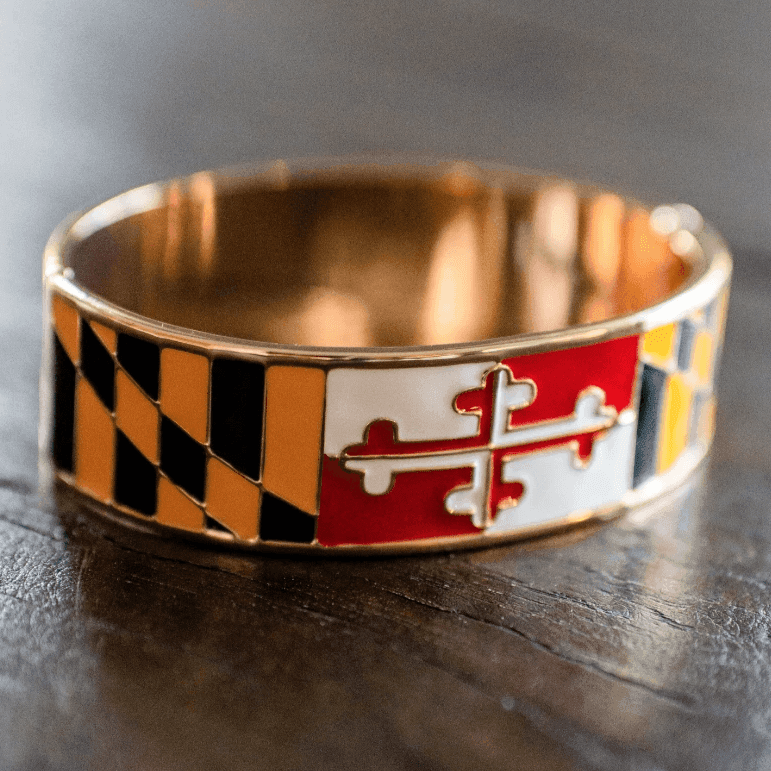 Route One Apparel Maryland Flag Bracelet (Gold) / Enamel Bangle Bracelet