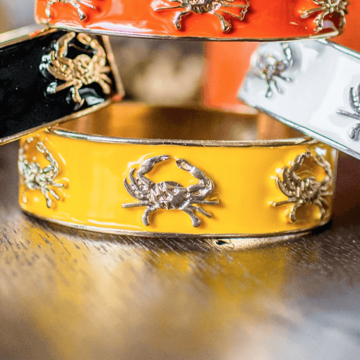 Crab Bracelet (Yellow/Gold) / Enamel Bangle Bracelet - Route One Apparel