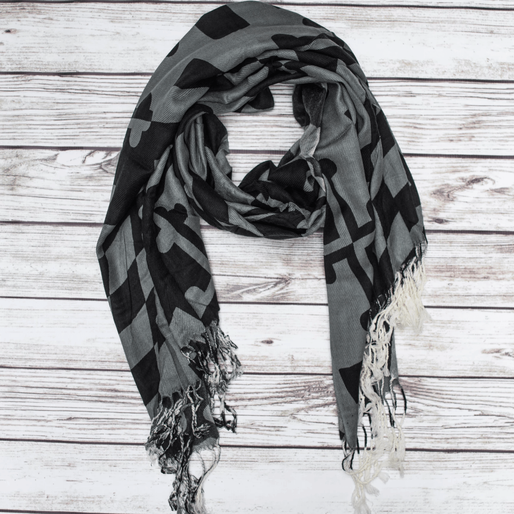 Greyscale Maryland Flag / Scarf - Route One Apparel